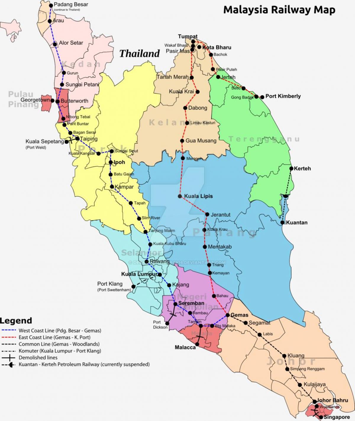 σιδηροδρομικός χάρτης της μαλαισίας