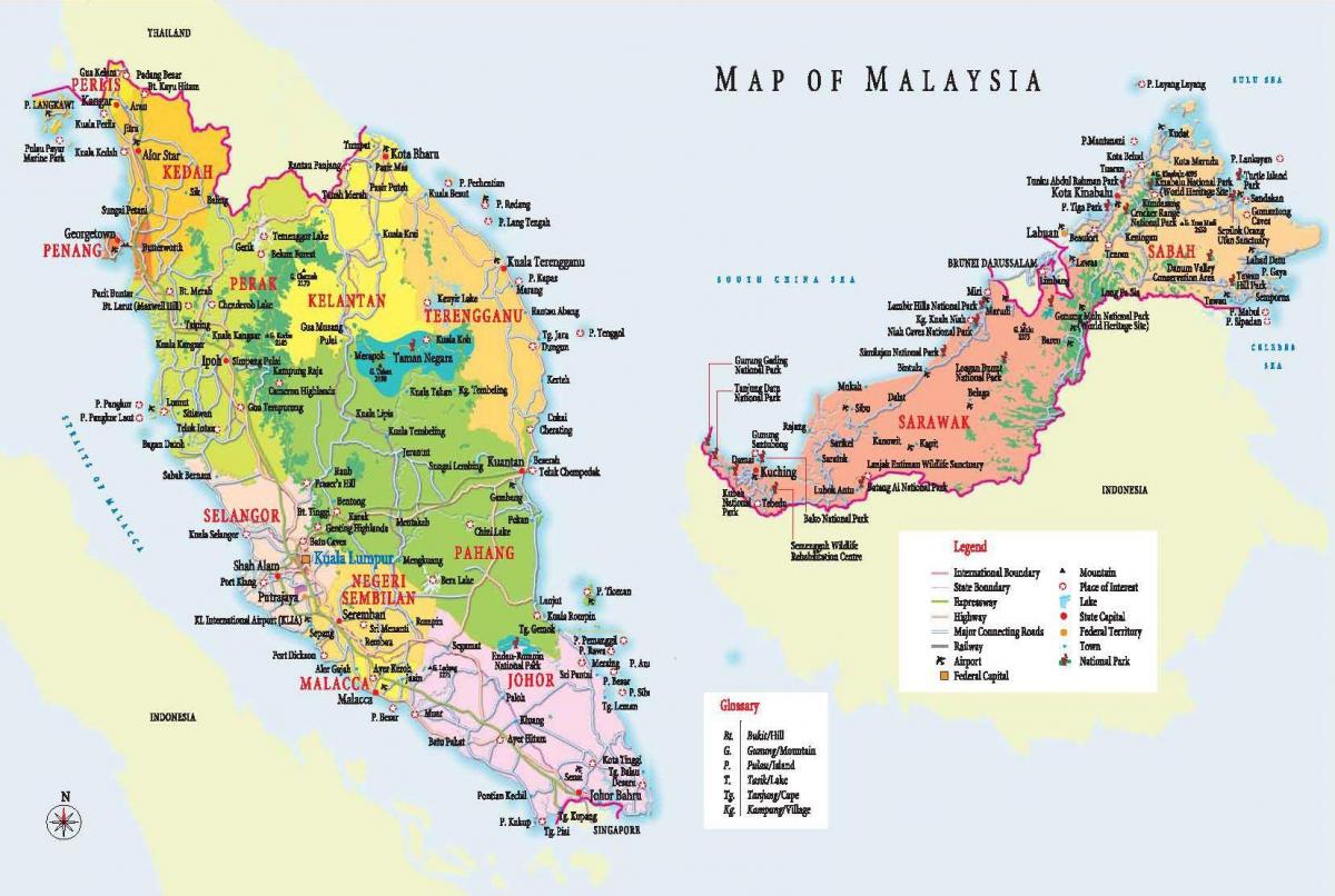 χάρτης μαλαισία για την τουριστική