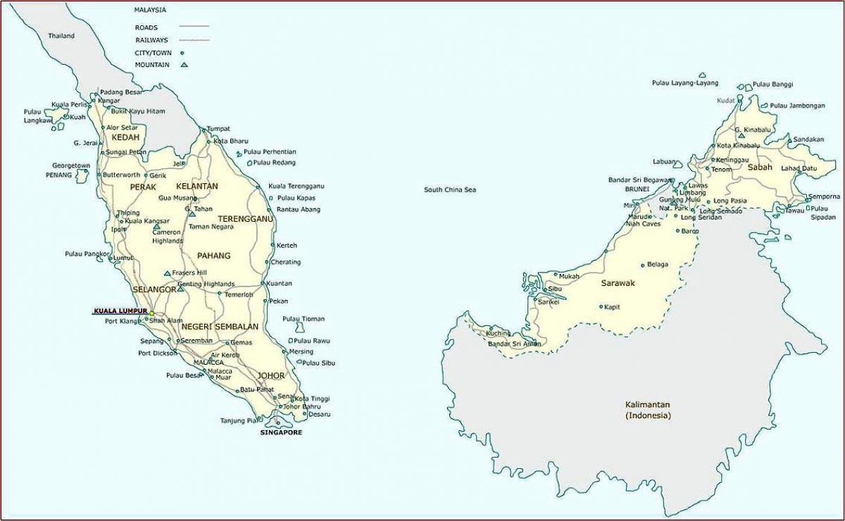 λεπτομερής χάρτης της μαλαισίας