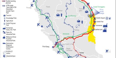 Χάρτης της ανατολικής ακτής της μαλαισίας